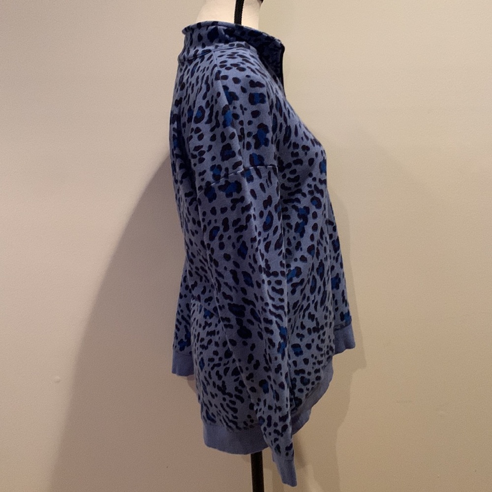 3/4 Zip Up Cheetah Print Collared Shirt - Picture 5 of 7